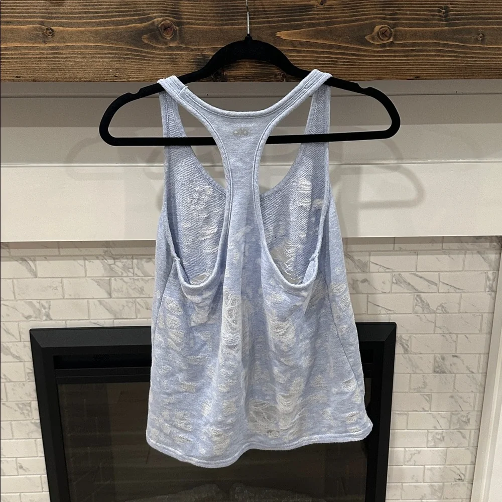 ALO Yoga Light Blue distressed racer back Tank Top 2 for $20 - Picture 5 of 7